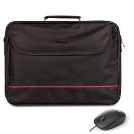 Monray BUREAUKIT Maletín para Portátil hasta 16" con Ratón Óptico 800 Dpi USB - Kit de Oficina Negro